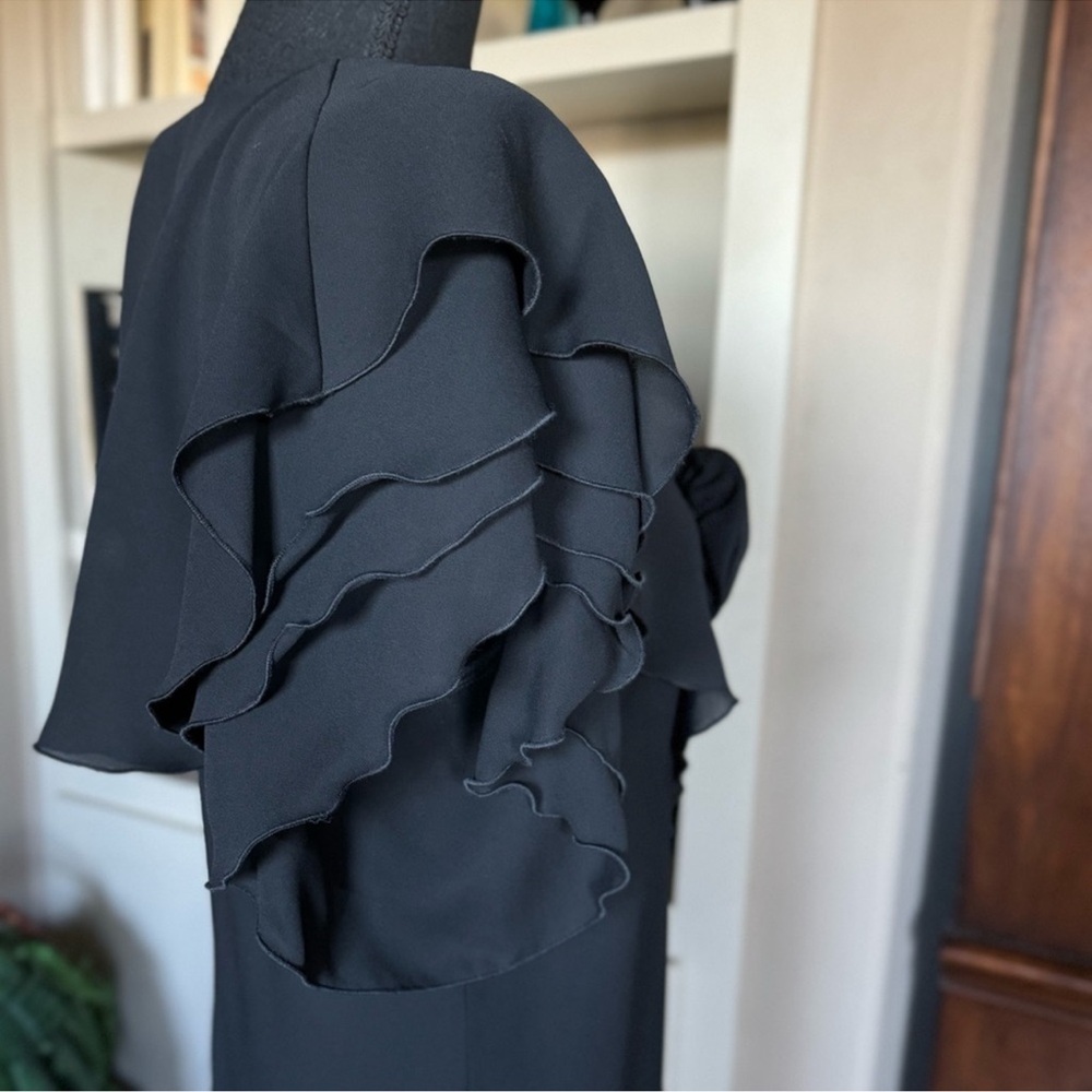 Vintage After Dark Black Ruffle Maxi‎ Dress - Picture 5 of 14